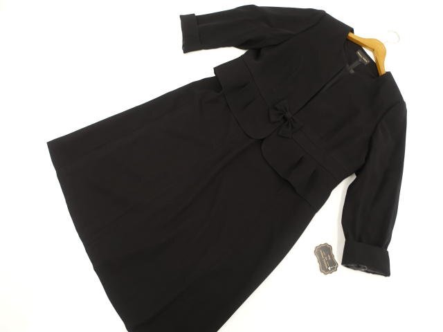 大きいサイズ 新品タグ付 REGINA PORTE ノーカラージャケット+ロング丈ワンピ ロングシーズンブラックフォーマル2点セット 21ABR 黒拍卖