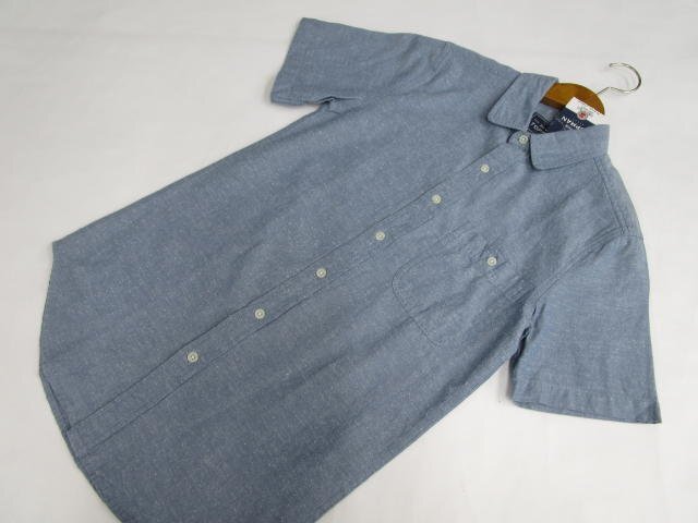 小さいサイズ メンズ 新品タグ付 トップマン TOPMAN 半袖 洗えるシャツ XXS ブルー杢 【メール便可】拍卖