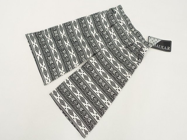 キッズ 新品タグ付 SHALKAR ツータックワイドパンツ 110 ホワイト×ブラック 総柄 【メール便可】拍卖