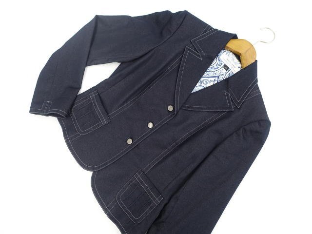 美品 タハリバイアーサーエスドットレバイン Tahari by Arthur S. Levine 長袖 デニムテーラードジャケット 4 ネイビー拍卖