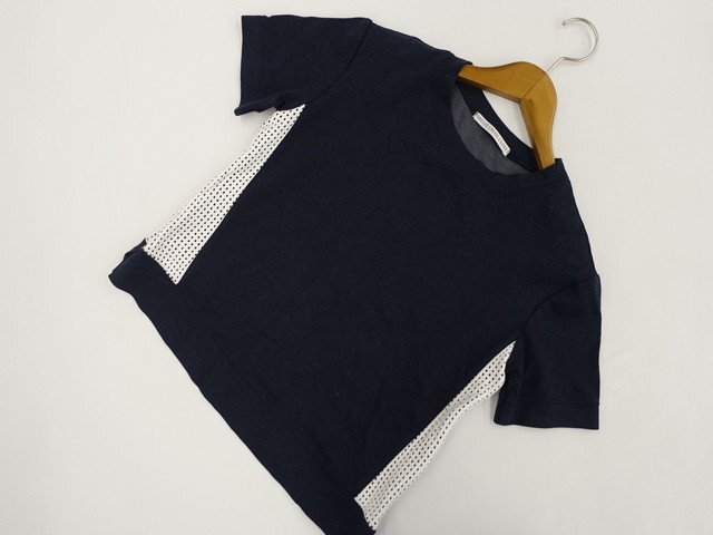 美品 ブリーズクロスクローゼット BREEZE CROSS CLOSET 半袖 クルーネック カットソー マタニティ M-L ネイビー系拍卖