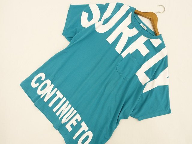 大きいサイズ 美品 リジェイ&スプル Re-J&SUPURE 半袖 ラウンドネック カットソー 4L グリーン系 ホワイト 英文字拍卖
