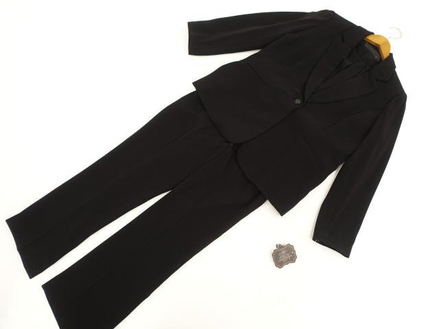 大きいサイズ 新品タグ付き REGINA PORTE ジャケット+ブラウス+スラックス ブラックフォーマル3点セット 19AR84 黒 礼服 冠婚葬祭拍卖