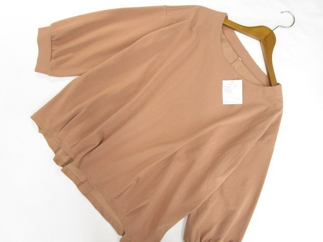 大きいサイズ 新品タグ付 CLOSSHI ドロップショルダー 長袖 ラウンドネック カットソー 4L ブラウン系拍卖