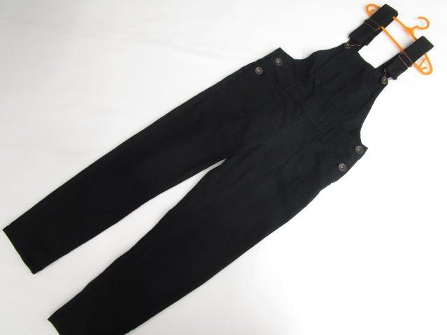 キッズ 美品 CLOSSHI 洗えるサロペットパンツ 160 ブラック拍卖