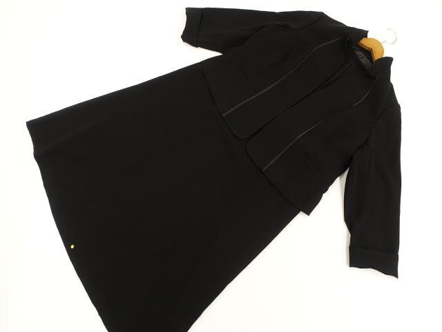 大きいサイズ 訳あり未使用品 n' ノーカラージャケット+ロング丈ワンピース ロングシーズンブラックフォーマル2点セット 3L 黒 礼服拍卖