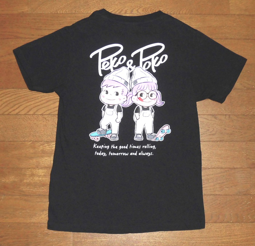 Peko & Poko 不二家 ペコちゃん ポコちゃん スケートボード スケーター Tシャツ 胸ポケ付 正規品 BLK S 使用少 美品/DCサンタクルーズVANS拍卖