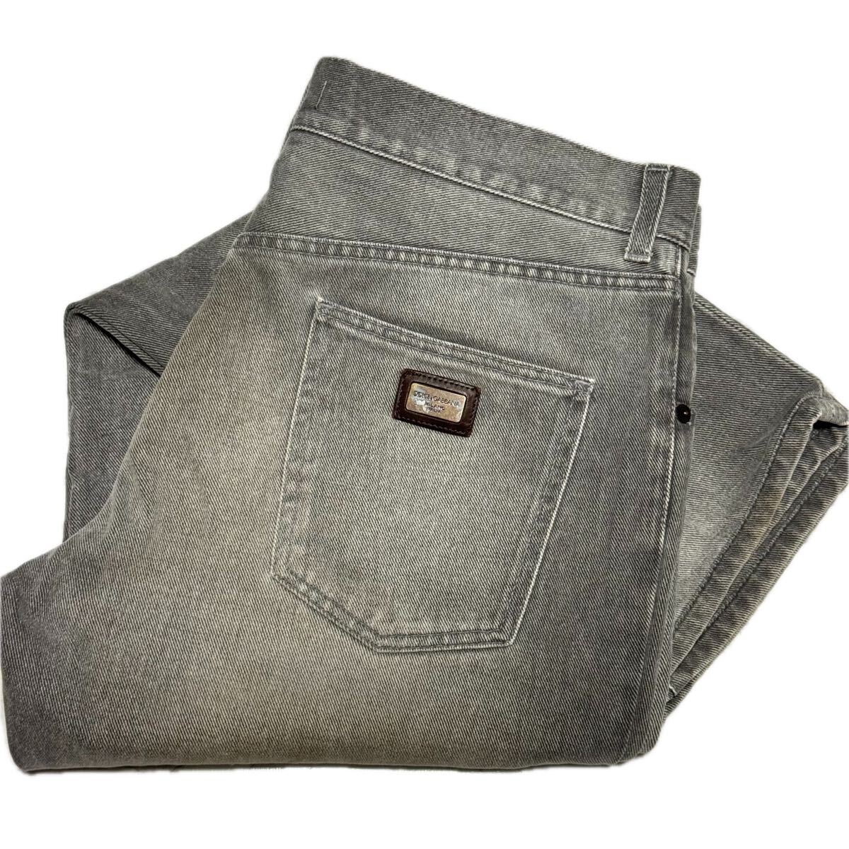 希少【&GABBANA ドルチェ&ガッバーナ【商品名】プレート ロゴ/ユーズド加工 デニム パンツ拍卖