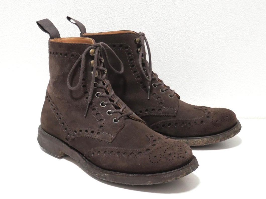 アローズ別注 CHEANEY チーニー フルブローグ スエードブーツ ダークブラウン 61/2 シューズ 拍卖
