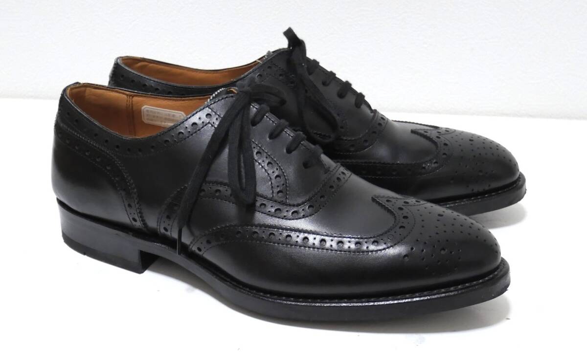リーガル製 ラルフローレン ウィングチップ レザーシューズ 黒 24 美品 ビジネスシューズ 革靴 REGAL RALPH LAUREN拍卖