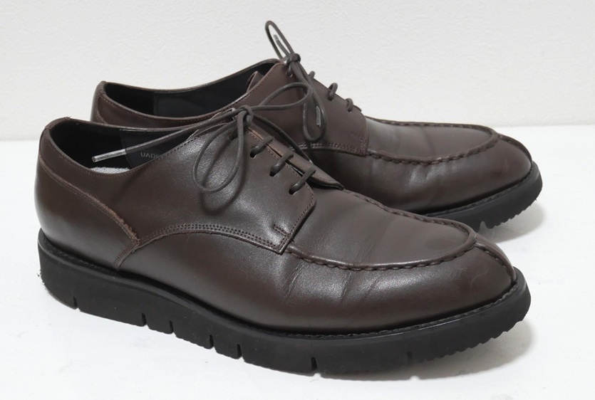 DESCENTE デサント Uチップ レザーシューズ ダークブラウン 24.5 UADES01 拍卖