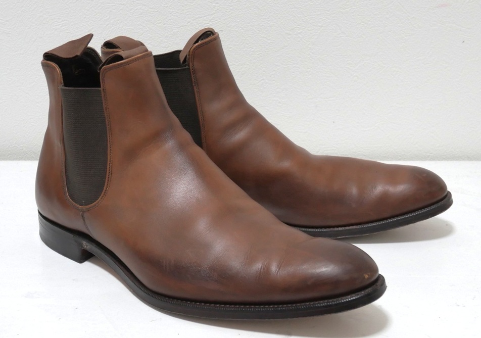 英国製 GRENSON グレンソン チェルシーブーツ 茶 81/2 レザーシューズ サイドゴア拍卖