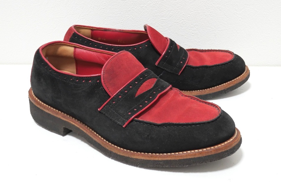 R.J.B スエード ローファー 赤黒 8 シューズ スリッポン アールジェイビー RJB拍卖