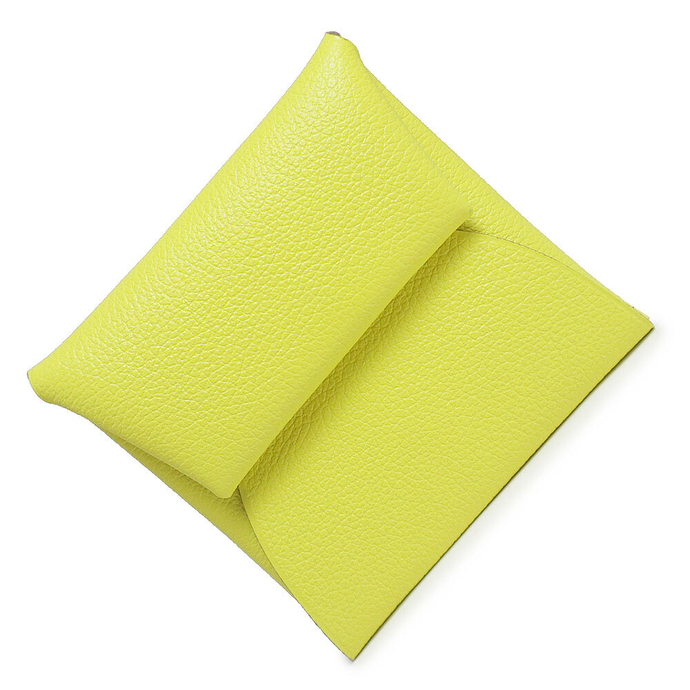 (新品・未使用品)エルメス HERMES バスティア GM コインケース 小銭入れ 財布 ヴォーエバーカラー レザー ライム イエロー 黄 U刻印拍卖