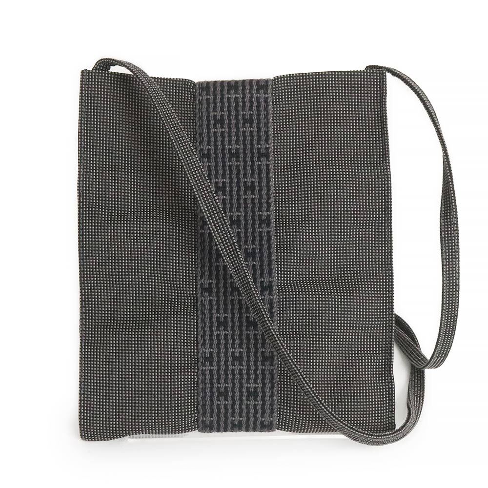 (中古)エルメス HERMES エールライン ポシェット ショルダーバッグ 斜め掛け キャンバス グレー拍卖
