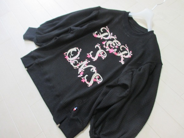 未使用/パーソンズ*PERSON'S ノブオイケダ 刺繍入り ワッフル風 透かしプルオーバーニット M ふっくら袖拍卖