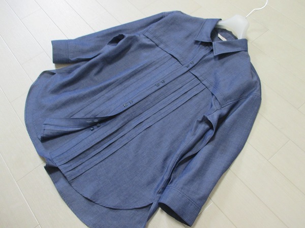 コルディア*CORDIER 麻混ピンタックチュニックシャツ 日本製 40サイズ拍卖