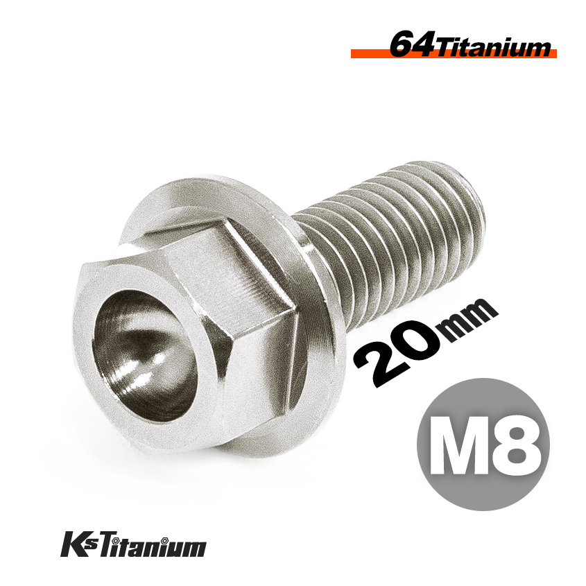 チタンボルト M8×20 P1.25 シルバー 64チタン フランジボルト 全ネジ Ti-6Al-4V チタン合金 バイク パーツ 自転車 軽量拍卖