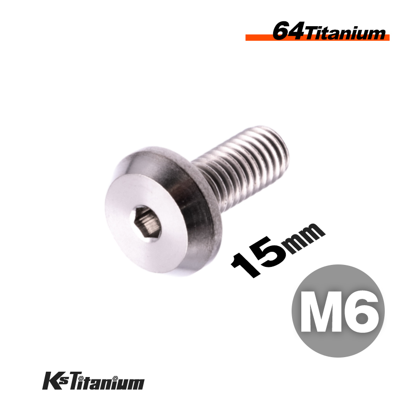 チタンボルト M6×15 P1.0 シルバー 1本売り 64チタン テーパーヘッド ボタンボルト 全ネジ バイク レストア パーツ拍卖