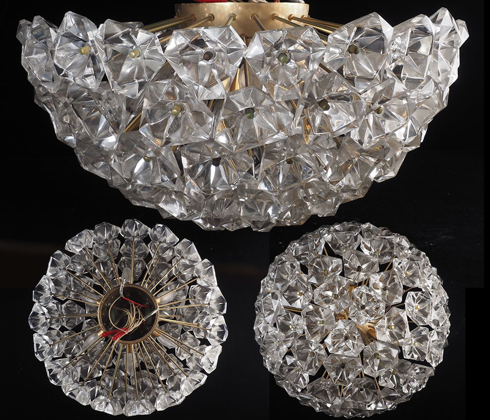 AN29_HOYAクリスタル スプートニク ダイヤモンドカット 照明 ミッドセンチュリー (1) 拍卖