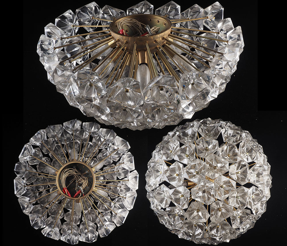 AN30_HOYAクリスタル スプートニク ダイヤモンドカット 照明 ミッドセンチュリー (2) 拍卖