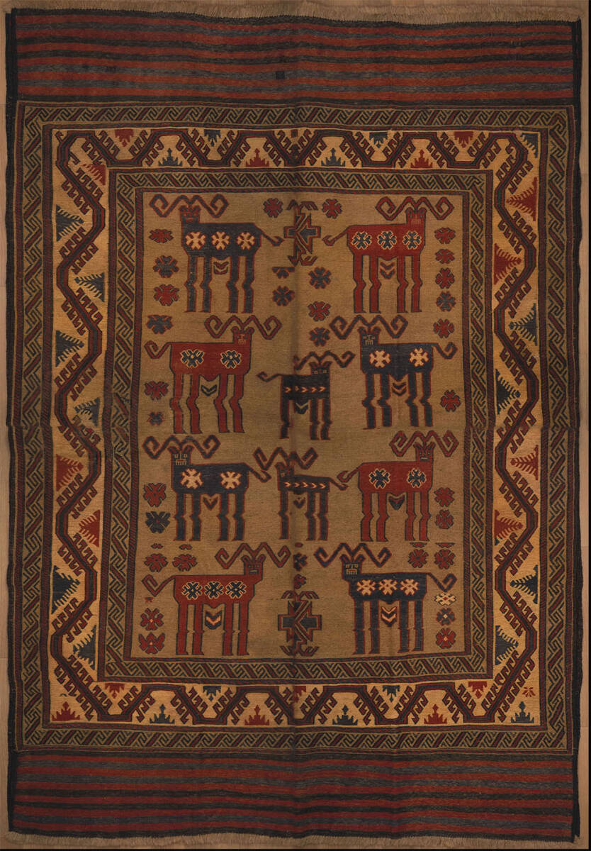 AG74 旧家初出 大判 絨毯 縦284cm 横196cm / オールドキリム スマック織 遊牧民族 トルコ イラン ヴィンテージ ラグ カシュカイ族拍卖