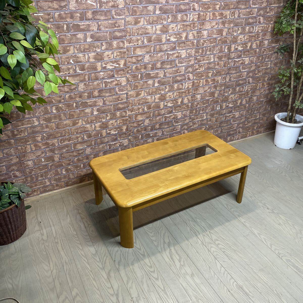T4137 テーブル 木製 センターガラス センターテーブル ダイニングテーブル拍卖