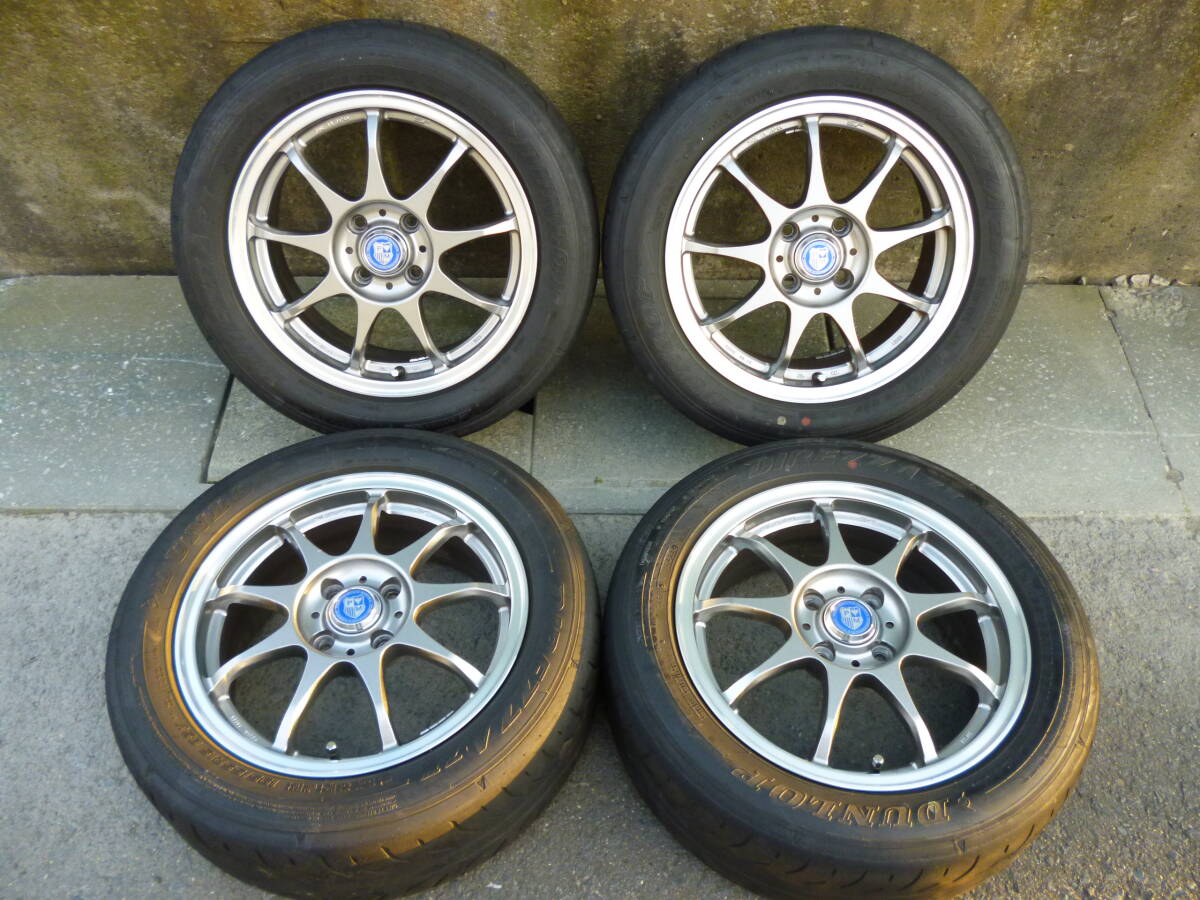 ◇八戸 引き取り可 KOSEI 15インチ 6J +45 PCD100 4穴 軽量 日本製 SF アルミ 195/55 タイヤ 4本セット タイヤは履き潰しに拍卖