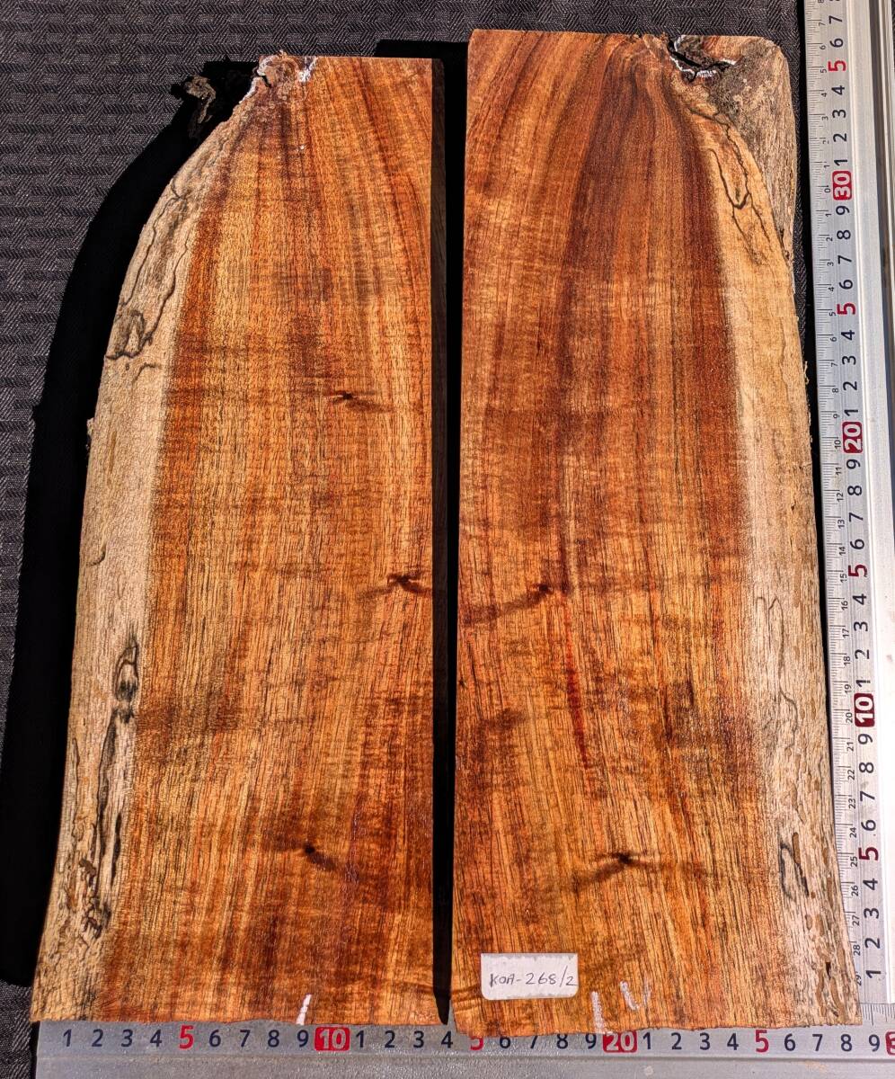 【ハワイアンコア2本セット】◆KOA-268◆3A,4A グレード◆カーリー杢◆送料無料◆ハワイアンコア◆ハワイ島直送◆ Hawaiian Koa#1#2拍卖