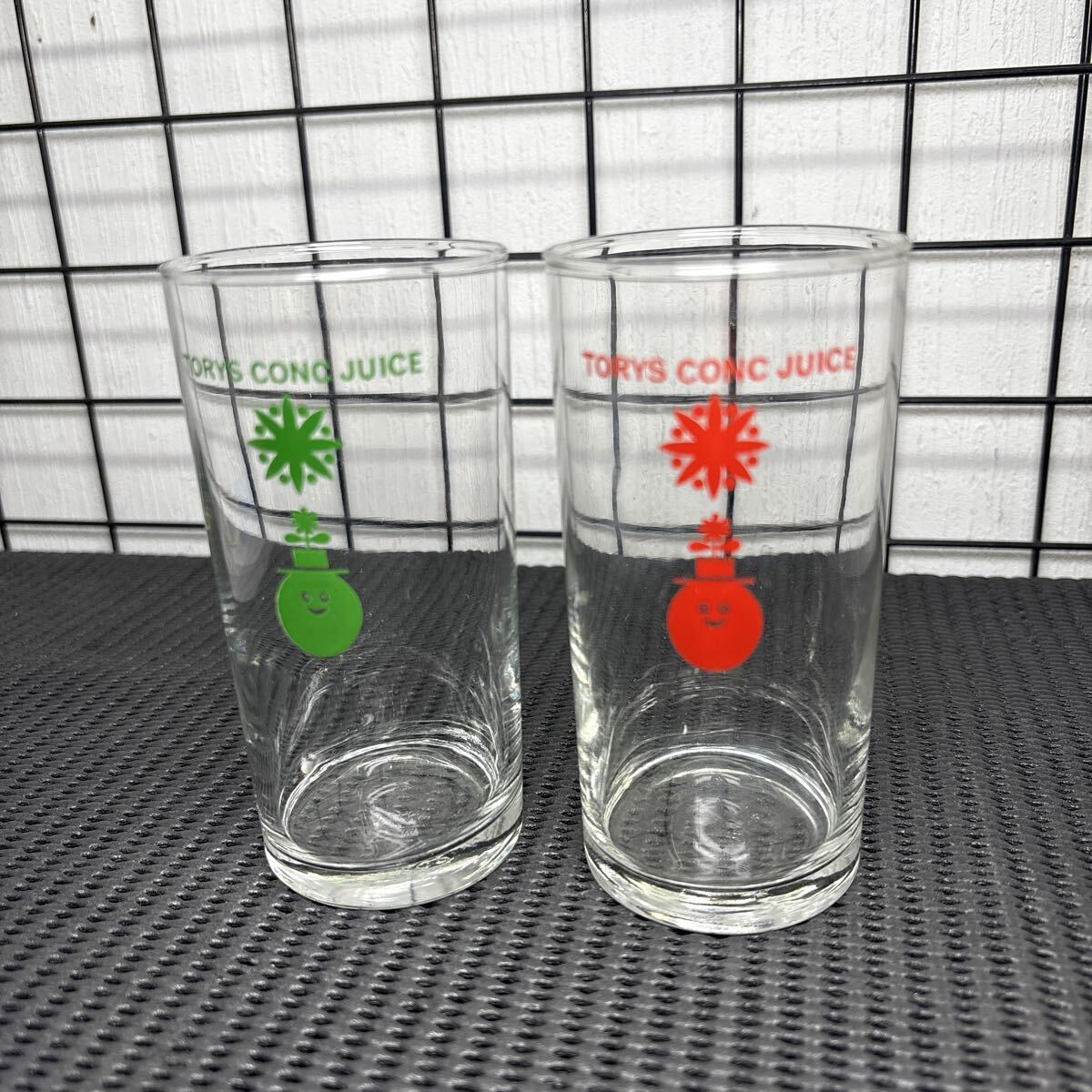 ★昭和レトロ トリス コンクジュース グラス2個セット TORYS CONC JUICE アンティークコレクション 約高さ12cm 直径6cm★拍卖