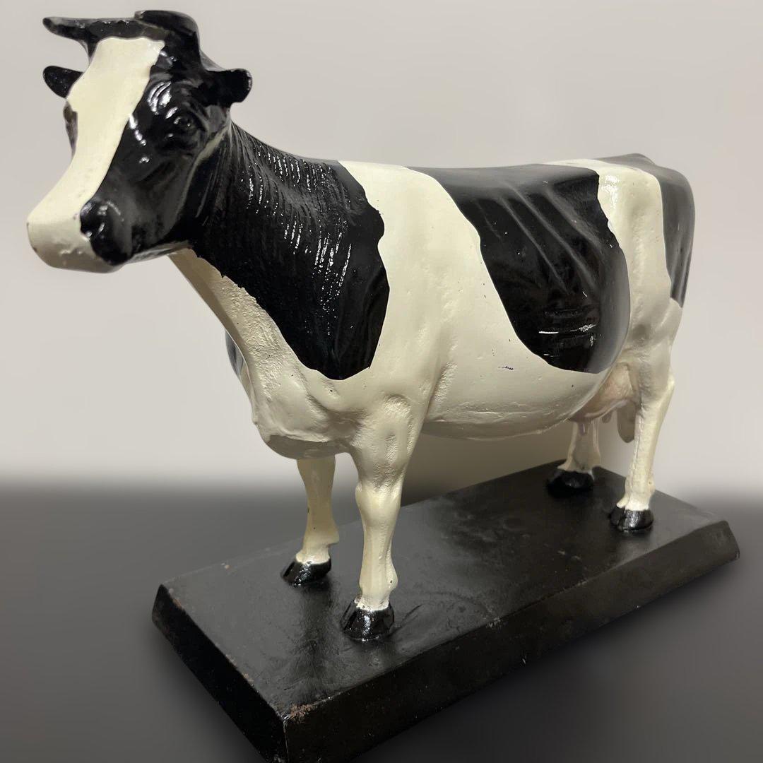 Used レトロアンティークコレクション金属製白黒牛フィギュア拍卖