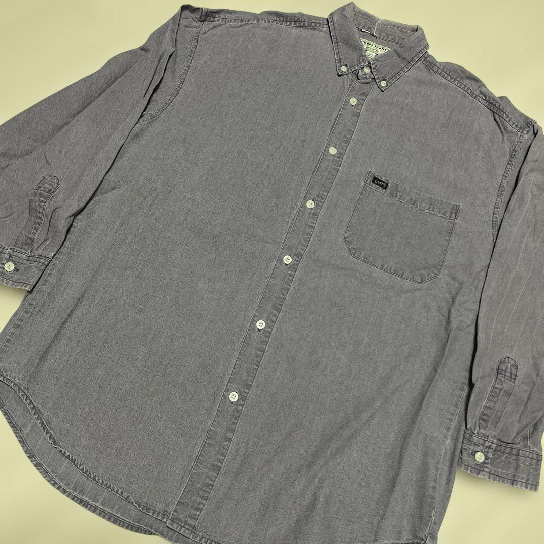 Used 80-90’s GUESS JEANS 長袖シャツパープルストライプM拍卖