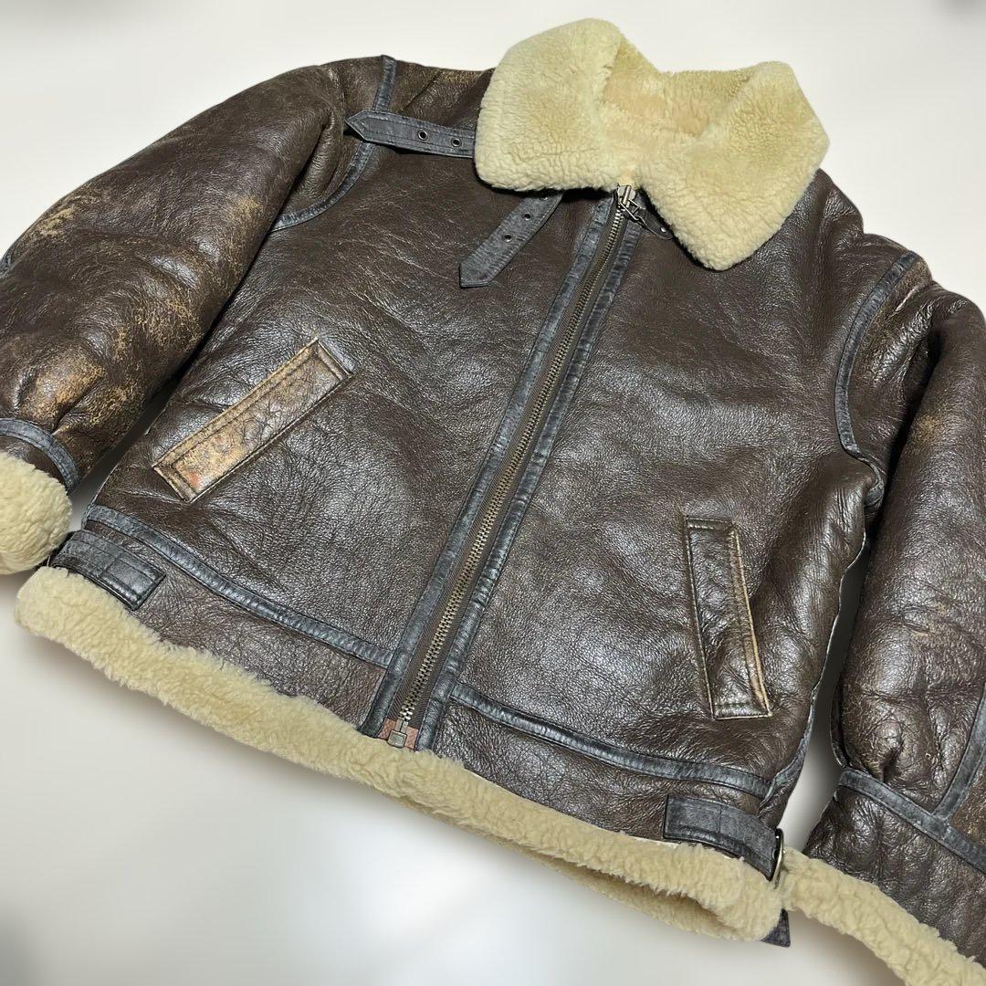 Used B-3 ムートンジャケットフライトジャケット シープスキンブラウンLL拍卖