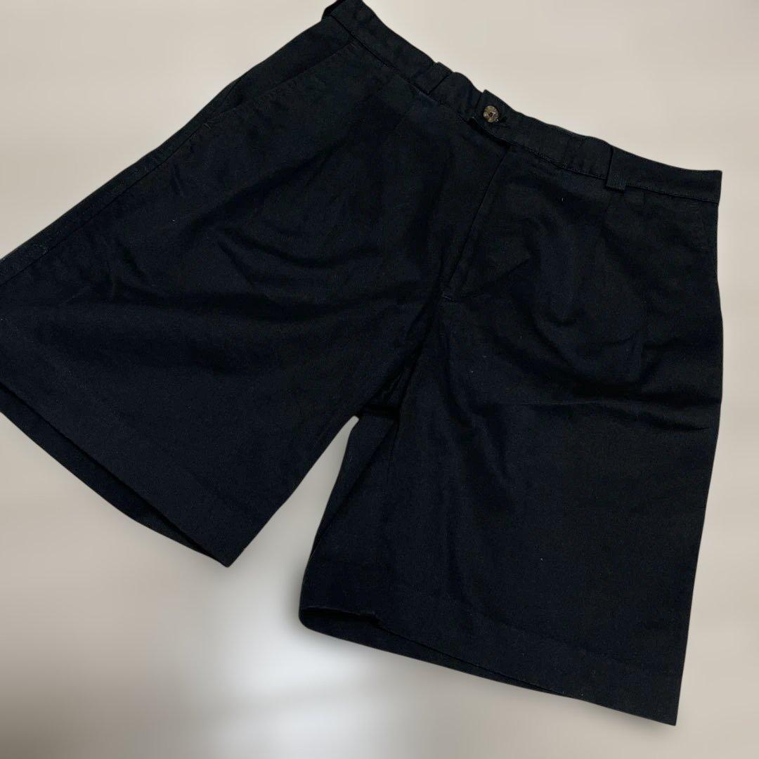 Used SAVANE黒 コットンショートパンツタック入り シンプルデザイン拍卖