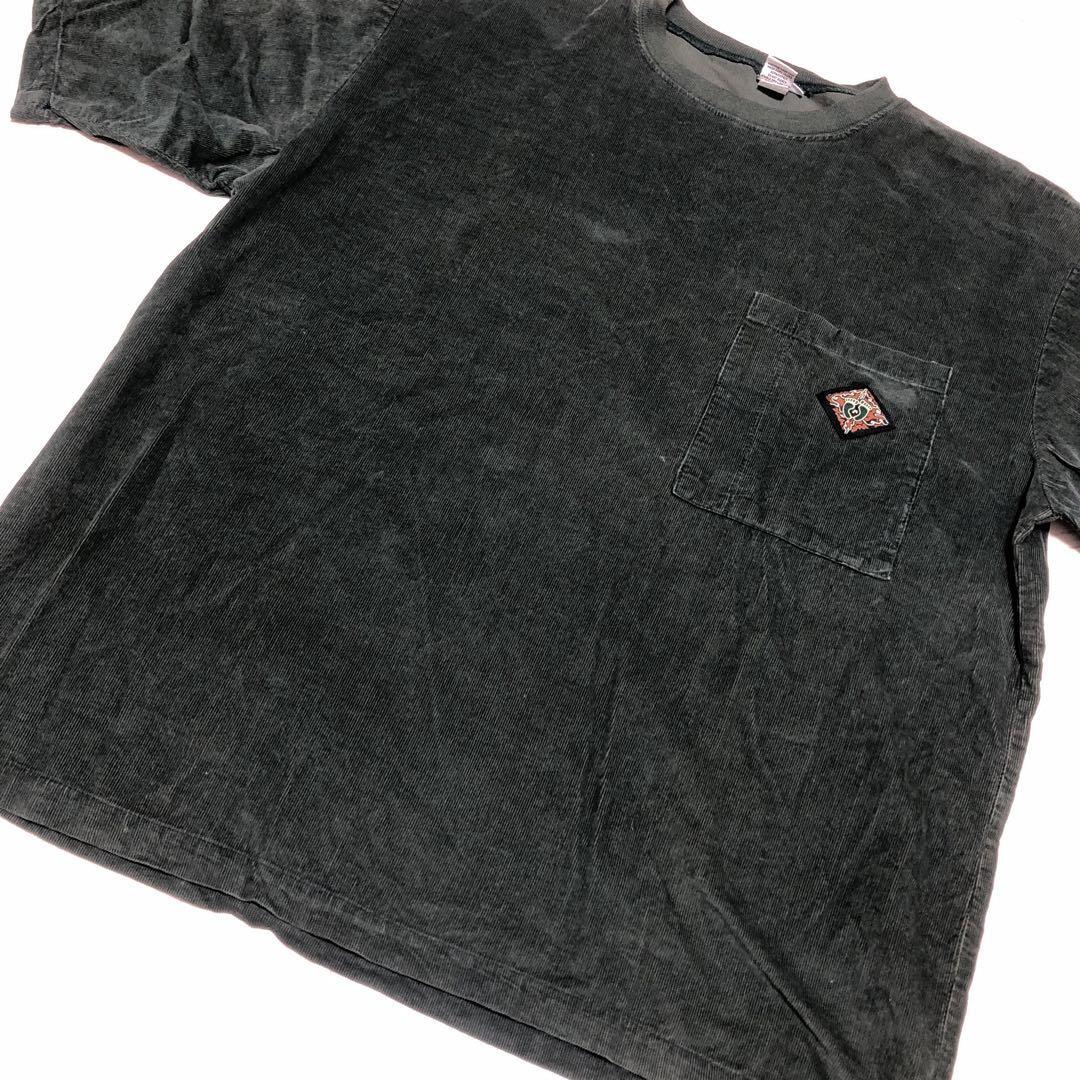 Used 80’sHANGTENハンテンコーデュロイポケットTシャツ深緑Lサーフ拍卖