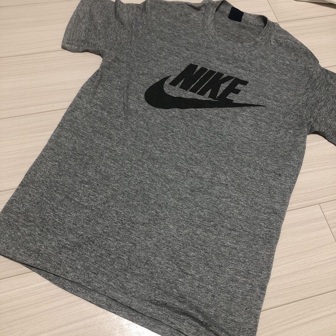 Used80’sNIKE 紺タグロゴプリントグレーTシャツL拍卖