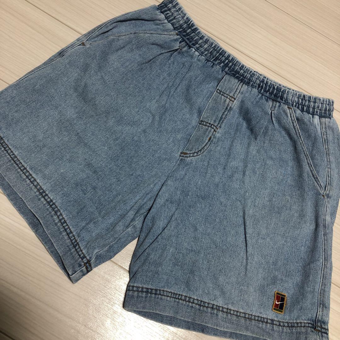 Used 90’sNIKEテニスロゴイージーデニムハーフパンツ ウエストゴムM拍卖