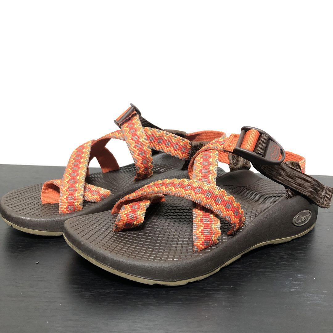 Used Chaco チャコサンダル オレンジクロスストラップW5 22cm程度拍卖