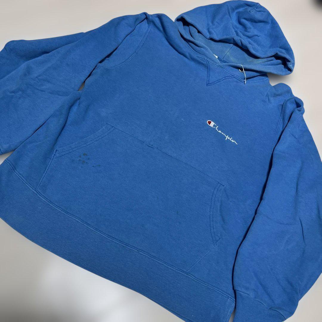 Used 90s Championチャンピオン ブルーダメージパーカーM拍卖