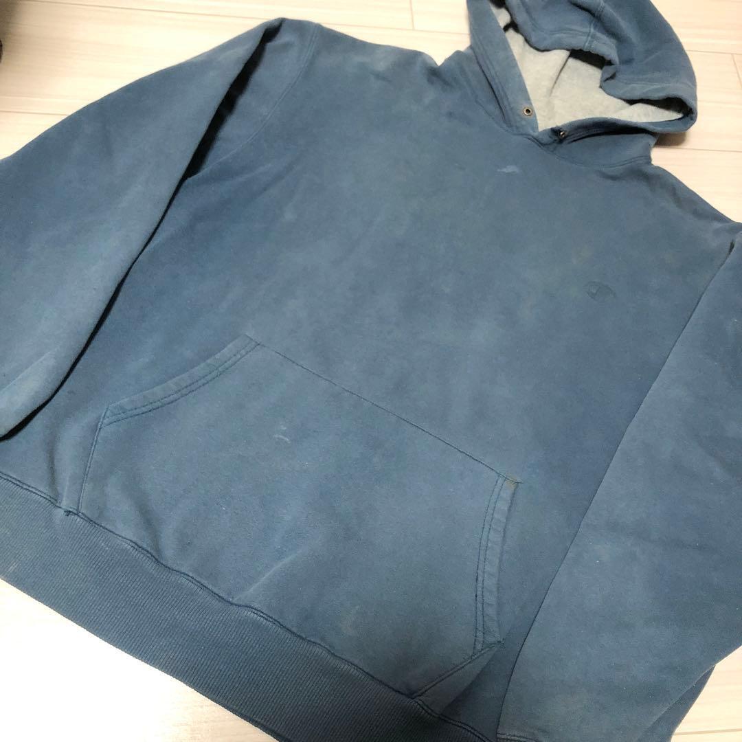 Used 00’sChampionダメージフェードダークブルーパーカーL拍卖