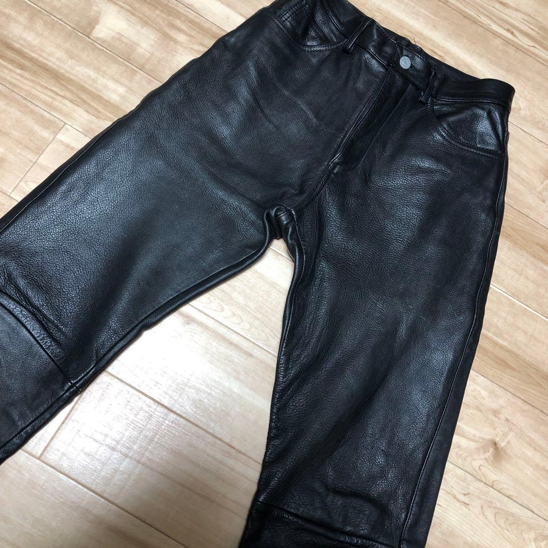 Used ジョンブル厚手レザーパンツ古着バイカーJOHNBULLSサイズ拍卖