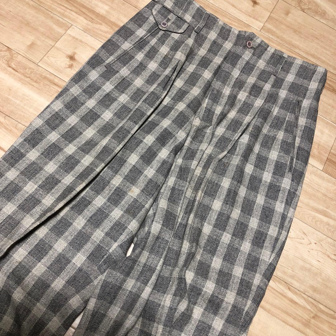 Used NICOLEニコルレトロメンズタックチェックパンツM拍卖