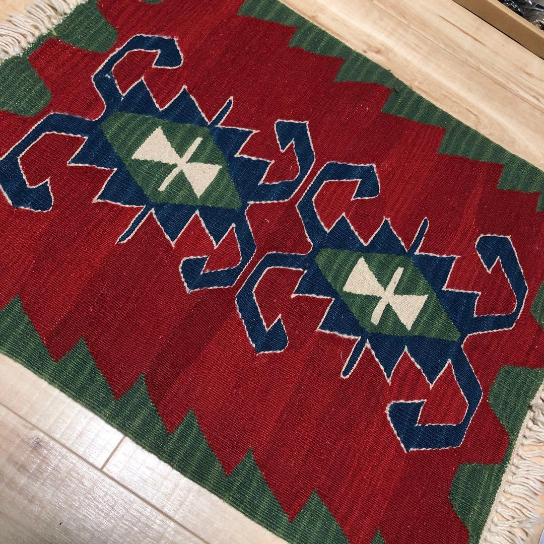 Used オールドキリムラグマット幾何学玄関拍卖