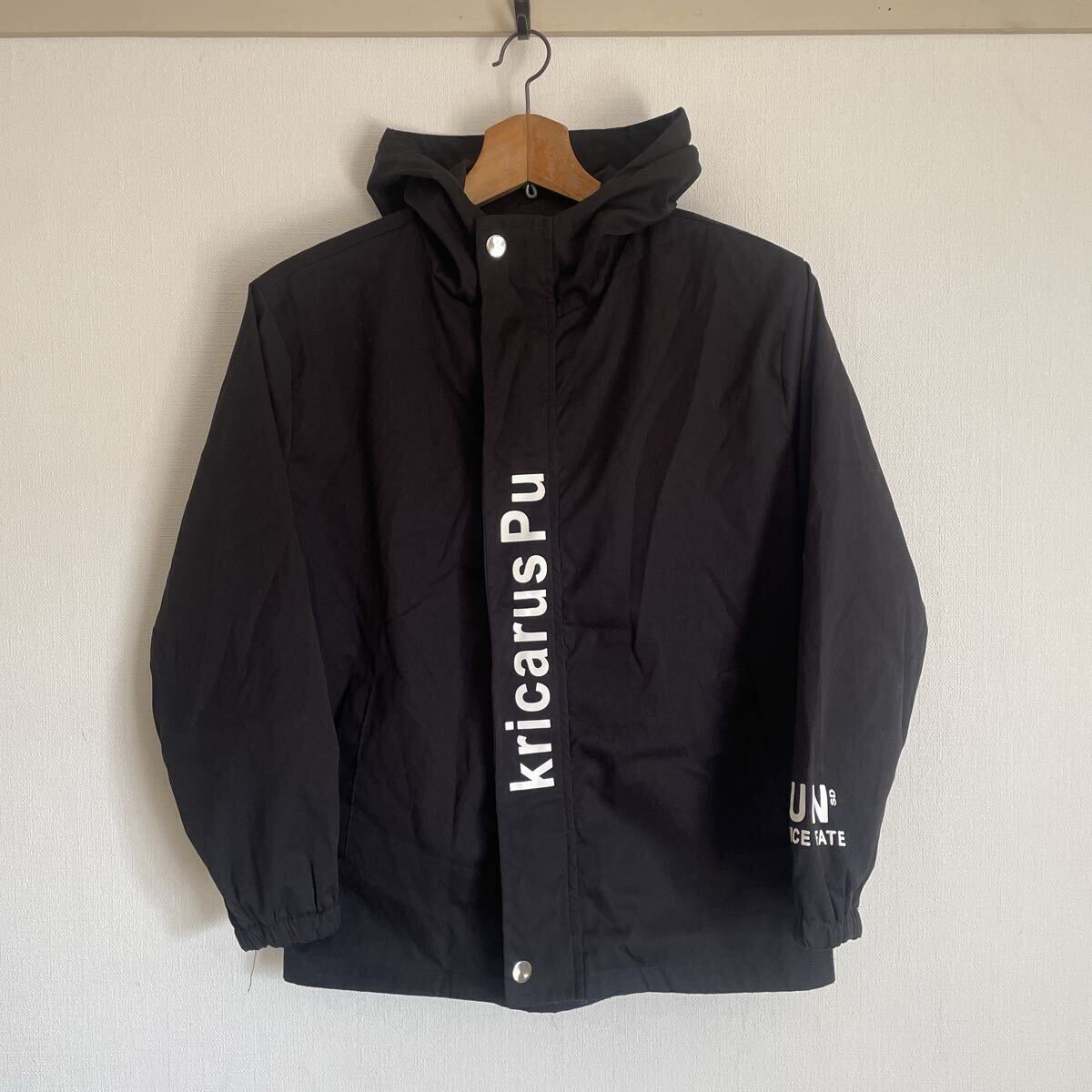 kricarus Pu ジップアップ ジャケット 黒 フーディ キッズサイズ160 拍卖