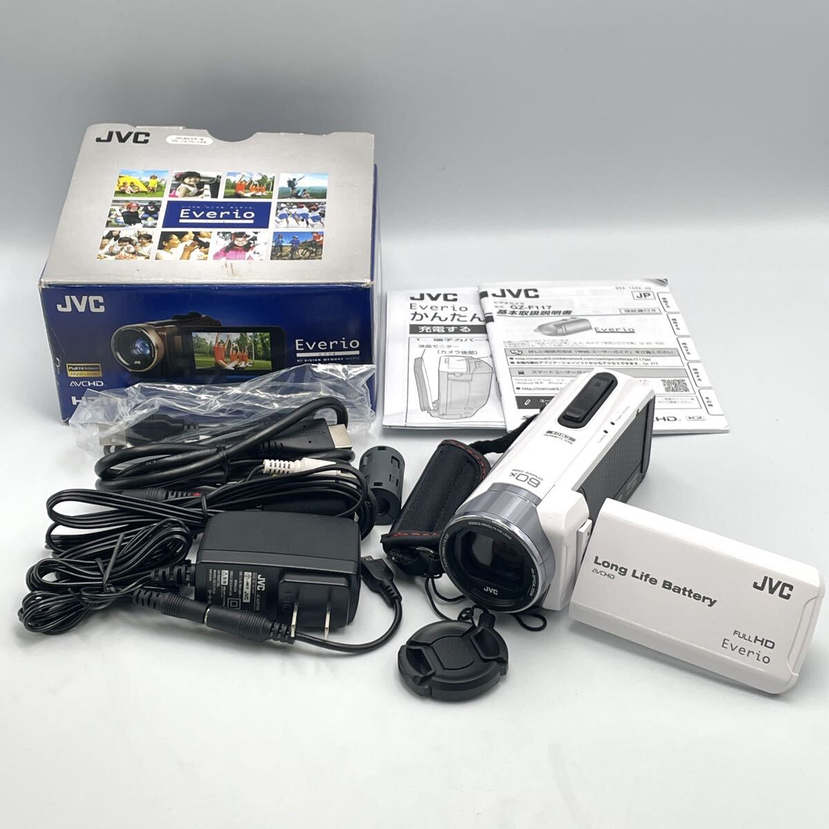 K わりと美品 JVC Everio デジタルビデオカメラ GZ-F117-W FULL HD 2016年製 エブリオ ハンディカム ホワイト デジカメ モノトク拍卖