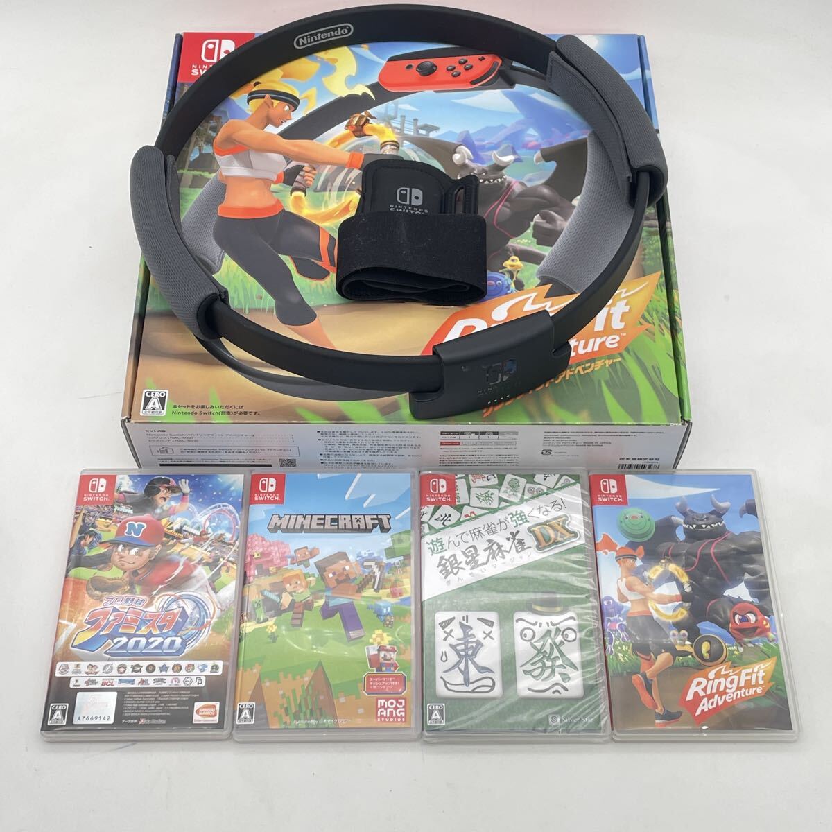K Nintendo Switch リングフィットアドベンチャー+ソフト3本セット マインクラフト マイクラ ファミスタ リングコン ニンテンドースイッチ拍卖