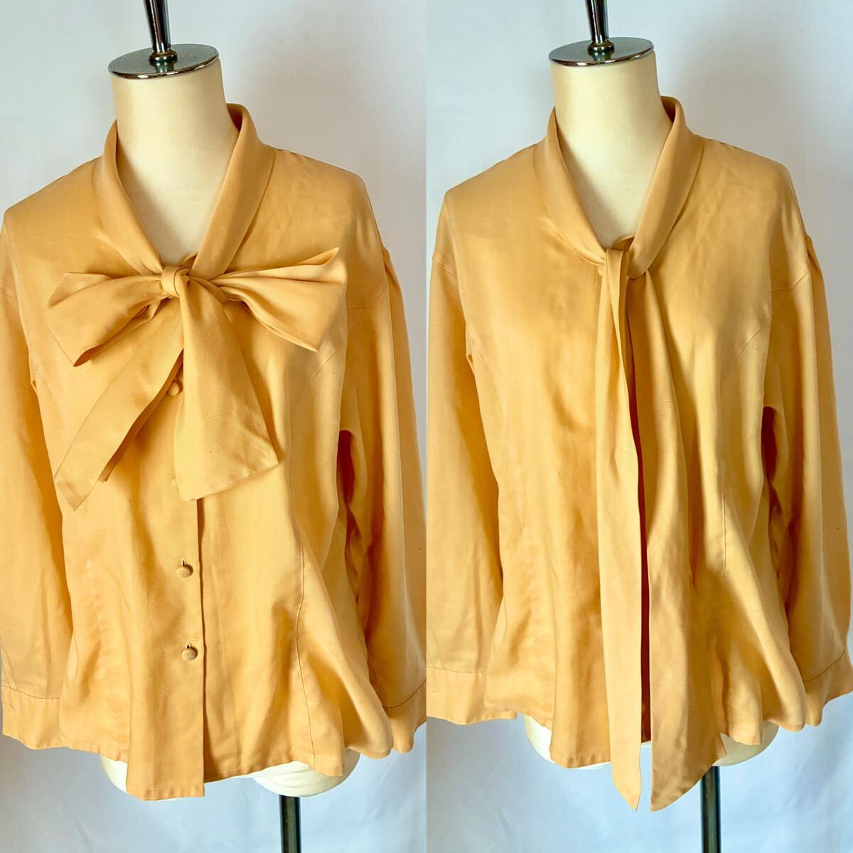 LadyManhattan NEWYORK U.S.A長袖ブラウスシャツXL-2XL3L大きいサイズ辛子色黄色マスタード系♪ポリエステル100%拍卖