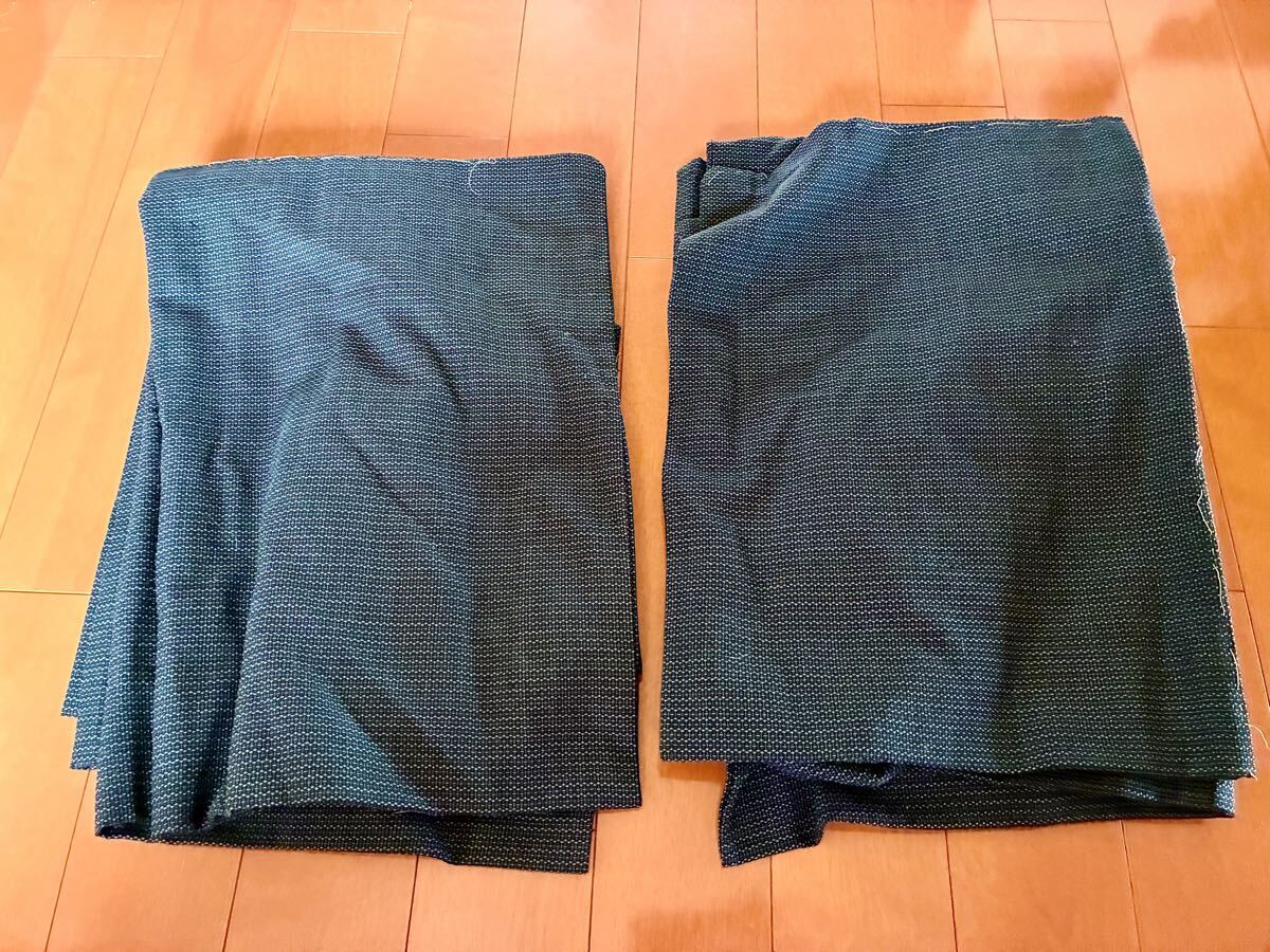 新品自宅保管男性用着物&羽織コート道行2点セット♪ウール系?大島紬?詳細不明紺色ネイビーグレー系リメイクにも(F)拍卖