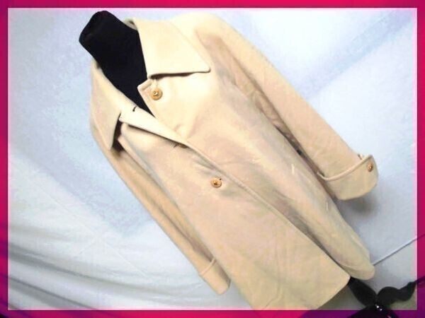 送料無料♪三陽商会製★トランスワーク★上質♪ロングウールコート◆9AR/M/ベージュ◆段W1拍卖