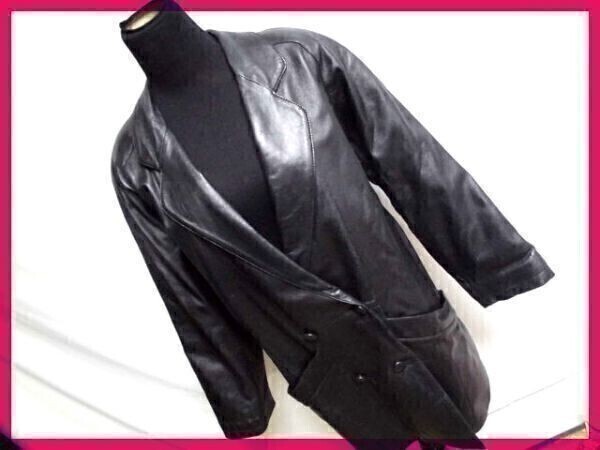 LA VIE EN ROSE 羊革/シープスキン 高級レザーコート Women's size -L程度 ダブルボタン Pコート/ブルゾン ジャケット 管理NO.RZ1拍卖